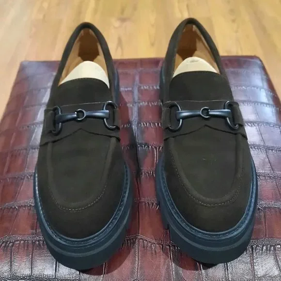 Söfft Satara Chocolate Brown Suede Horsebit Lug Sole Platform Loafers Size 8 - Picture 2 of 11